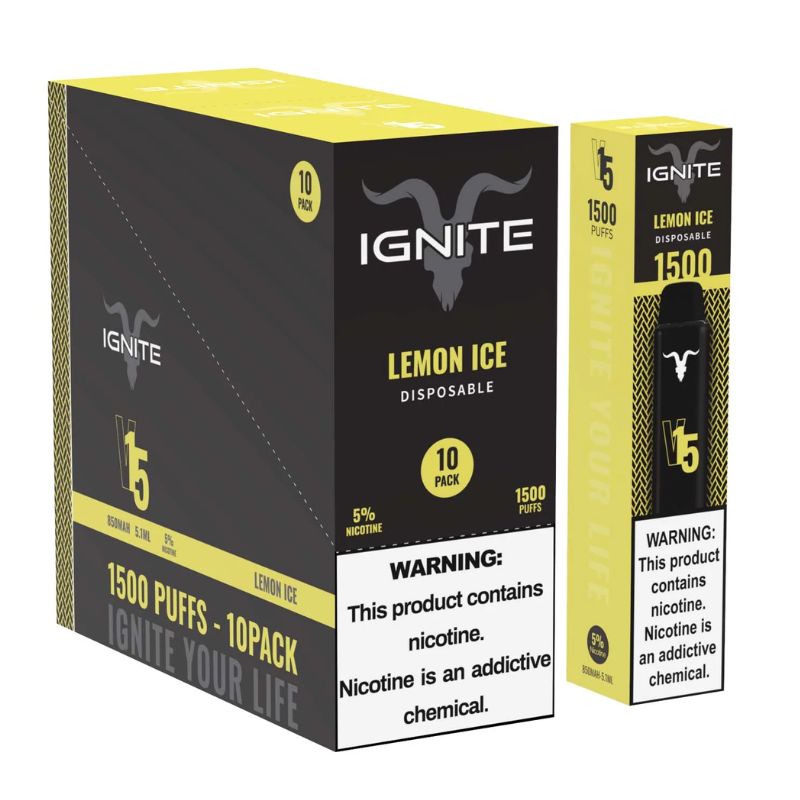Vape Electrónico Ignite V15 1500 Puffs  Nic 5g Lemon Ice