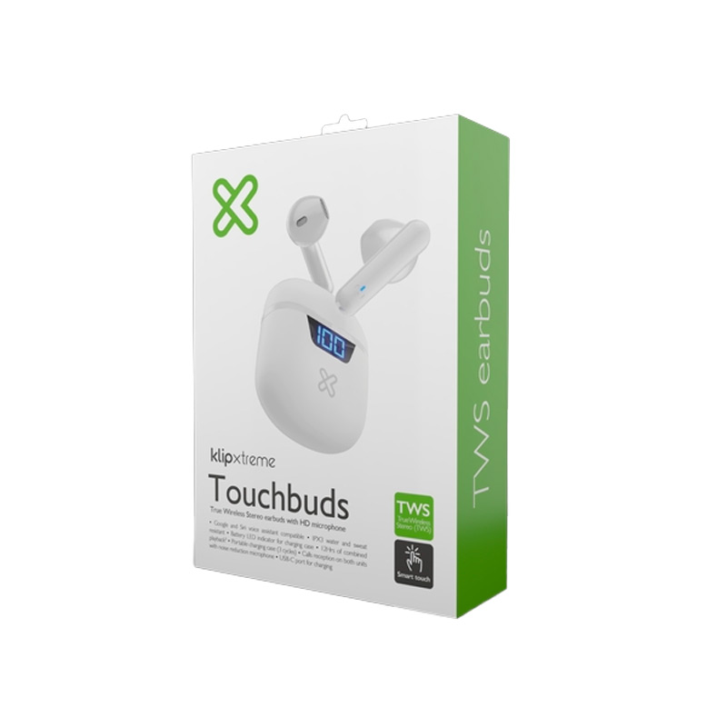 Audífonos Bluetooth Klip Xtreme Touchbuds In-ear con Micrófono Blanco