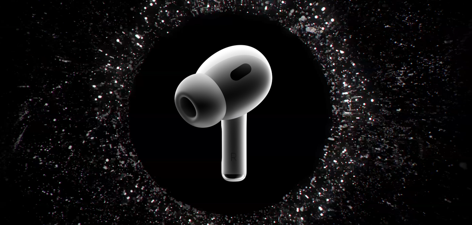 Imagen que muestra el micrófono externo de los AirPods Pro.