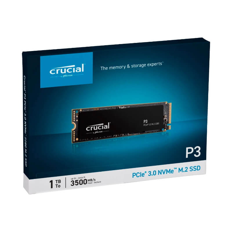 Unidad SSD M.2 2280 1TB Crucial P3 3D NAND NVMe PCIe 3500 MBs