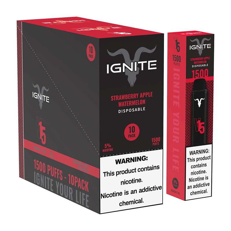 Vape Electronico Ignite V15 puffs 1500 Nic 5g Strawberry Apple Watermelon