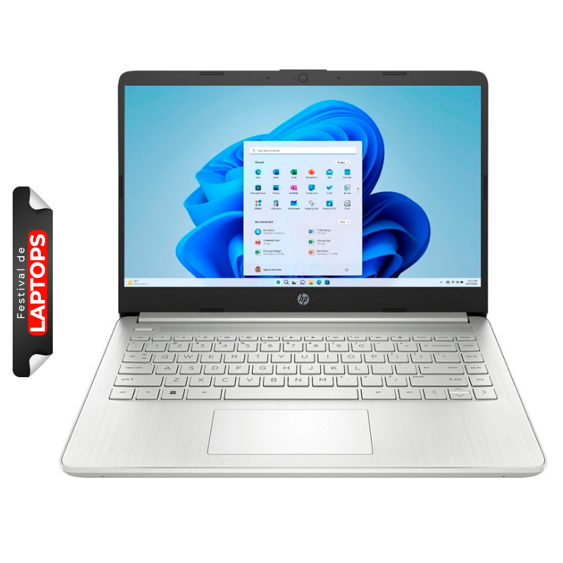 Laptop HP 14-DQ6011DX 14" Celeron N150 4GB RAM 128GB UFS Plateado W11 Home Teclado Ingles